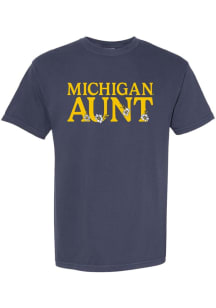 Summit Sportswear Michigan Wolverines Womens Navy Blue Floral Aunt Short Sleeve T-Shirt