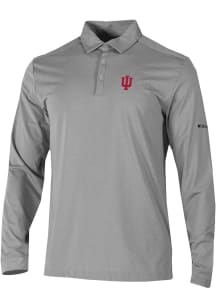 Columbia Indiana Hoosiers Mens Grey Heat Seal Omni Wick Pin High Long Sleeve Polo Shirt