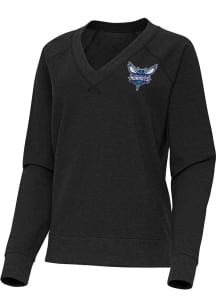 Antigua Charlotte Hornets Womens Black Varsity Crew Sweatshirt