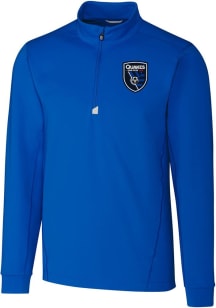 Cutter and Buck San Jose Earthquakes Mens Blue Traverse Long Sleeve Qtr Zip Pullover
