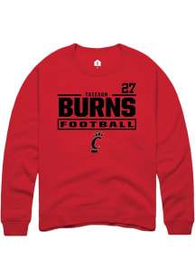 Taizaun Burns Cincinnati Bearcats Mens Red Football NIL Stacked Box Player Crew