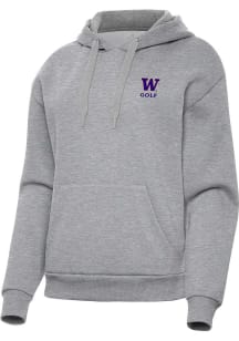 Antigua Washington Huskies Womens Grey Heather Golf Victory Hooded Sweatshirt