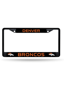 Denver Broncos Black Chrome License Plate Frame - Black