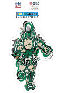 Michigan State Spartans Justin Patten Mascot 3in Durable Stickers - Green