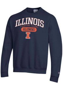 Champion Illinois Fighting Illini Mens Navy Blue Pill Alumni Powerblend Long Sleeve Crew Sweatshir..