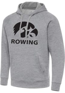 Antigua Iowa Hawkeyes Mens Grey Heather Rowing Victory Long Sleeve Hoodie