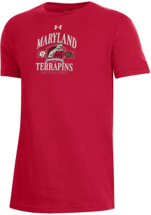 Under Armour Maryland Terrapins Youth Red Vintage Team Logo Long Sleeve T-Shirt
