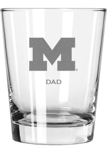 Michigan Wolverines Dad 15oz Rock Glass - White