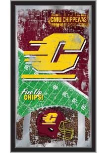 Central Michigan Chippewas Football Hanging Back Bar Mirror
