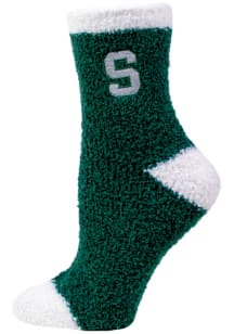 Michigan State Spartans Solid Fuzzy Womens Quarter Socks
