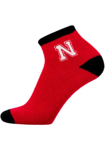 Nebraska Cornhuskers Solid Fuzzy Womens Quarter Socks