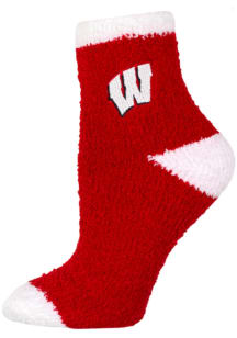 Wisconsin Badgers Solid Fuzzy Womens Quarter Socks