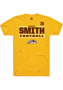 Hunter Smith Western Michigan Broncos Gold Football NIL Stacked Box Short Sleeve Player T Shirt