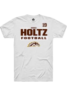 Vance Holtz Western Michigan Broncos White Football NIL Stacked Box Short Sleeve Player T Shirt