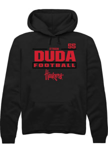 Ethan Duda Nebraska Cornhuskers Mens Black Football NIL Stacked Box Player Hood