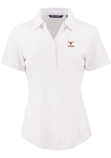Cutter and Buck Texas Longhorns Womens White Alumni Forge Eco Polo Short Sleeve Polo Shirt
