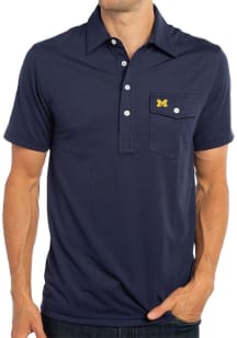 Michigan Wolverines Mens Navy Blue Coaches Short Sleeve Fashion Polo