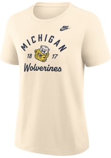Nike Michigan Wolverines Womens Natural Legacy Primetime Short Sleeve T-Shirt