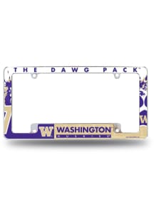 Washington Huskies Primary All Over Chrome License Plate Frame - White