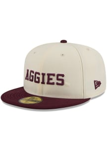 New Era Texas A&M Aggies Mens Ivory 2T Stitch 59FIFTY Fitted Hat