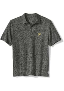 Tommy Bahama Pittsburgh Pirates Mens Grey Wild Hibiscus Short Sleeve Fashion Polo