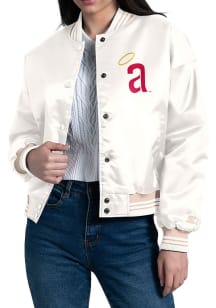 Starter Los Angeles Angels Womens White Script Satin Medium Weight Jacket