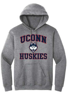 Summit Sportswear UConn Huskies Mens Graphite No 1 Neutral Long Sleeve Hoodie