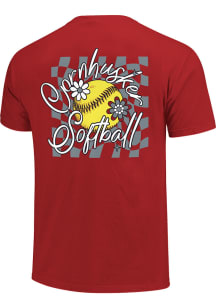 Nebraska Cornhuskers Womens Red Softball Script and Floral Short Sleeve T-Shirt