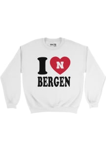 Bergen Reilly Nebraska Cornhuskers Mens White I Heart Bergen Crew Player Crew