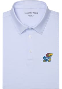 Mizzen+Main Kansas Jayhawks Mens Light Blue Versa Stripe Short Sleeve Fashion Polo