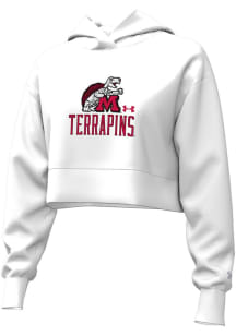 Under Armour Maryland Terrapins Womens White Rounded Number One Hooded Sweatshirt