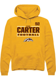 Gian Carter Western Michigan Broncos Mens Gold Football NIL Stacked Box Player Hood