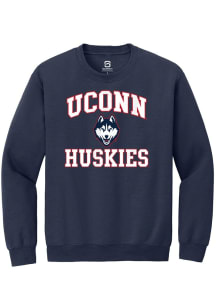 Summit Sportswear UConn Huskies Mens Navy Blue No 1 Primary Long Sleeve Crew Sweatshirt