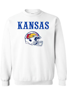 Kansas Jayhawks Mens White Football Football Warhawk Long Sleeve Crew Sweatshirt