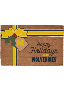 Michigan Wolverines Holiday Bow 19.5x29.5 Door Mat