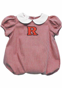 Vive La Fete Rutgers Scarlet Knights Baby Red Gingham Collar Short Sleeve One Piece