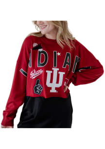 Gameday Social Indiana Hoosiers Womens Crimson Patched Up Crew Sweatshirt