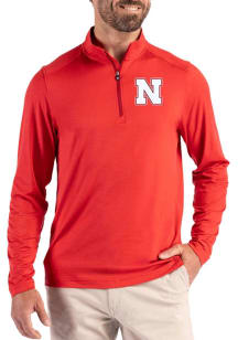 Cutter and Buck Nebraska Cornhuskers Mens Red Coastline Long Sleeve Qtr Zip Pullover