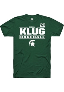 Joshua Klug  Michigan State Spartans Green Rally NIL Stacked Box Short Sleeve T Shirt