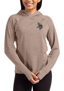 Cutter and Buck Minnesota Vikings Womens Oatmeal Mono Adapt Knit Hood Hooded Sweatshirt