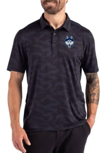 Cutter and Buck UConn Huskies Mens Navy Blue Camo Print Short Sleeve Polo