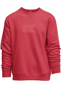 Oklahoma Womens Red Oklahoma Puff Paint Crew Sweatshirt
