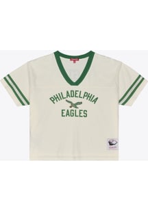 Mitchell and Ness Philadelphia Eagles Womens White Retro Roots Crop Short Sleeve T-Shirt