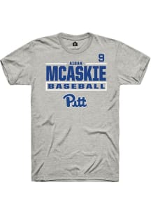 Aidan McAskie Pitt Panthers Ash NIL Stacked Box Short Sleeve Player T Shirt
