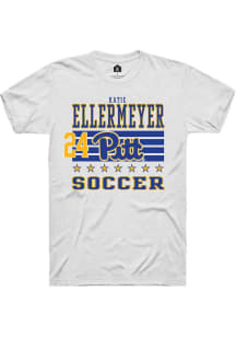 Katie Ellermeyer Pitt Panthers White NIL Striped Short Sleeve Player T Shirt