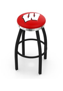 Wisconsin Badgers Chrome Seat Pub Stool - Black