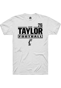 Zach Taylor Cincinnati Bearcats White Football NIL Stacked Box Short Sleeve Player T Shirt