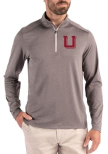 Cutter and Buck Utah Utes Mens Graphite Vault Coastline Long Sleeve Qtr Zip Pullover
