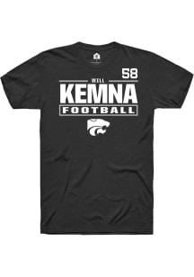 Will Kemna K-State Wildcats Black Football NIL Stacked Box Short Sleeve Player T Shirt