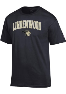 Champion Lindenwood Lions Black Arch Mascot Jersey Short Sleeve T Shirt